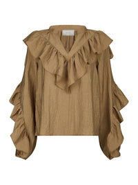 Nula Flounce Crisp Blouse - Zand