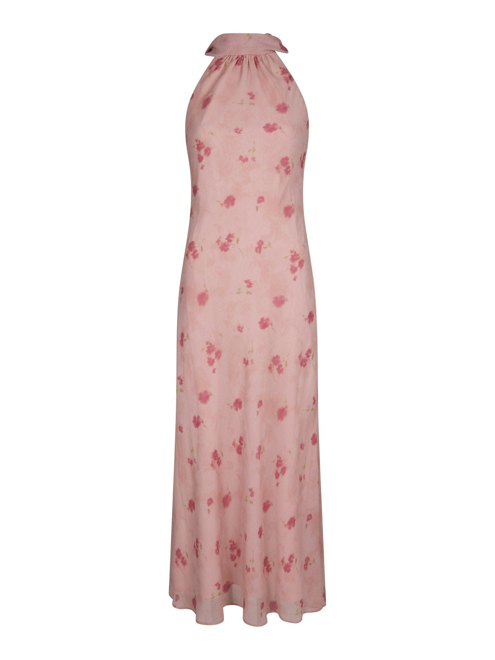 Fiona Bloemen Halter Jurk - Roze