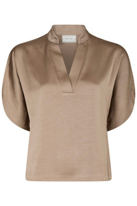 Anelle Satijnen Blouse - Donker Taupe