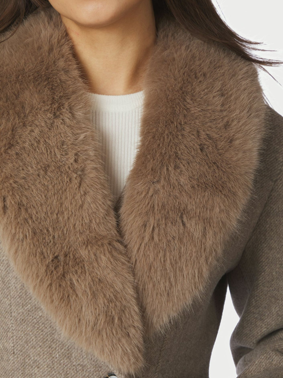 Corina Herringbone Jas - Beige