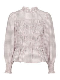 Possa Geruite Blouse - Roze