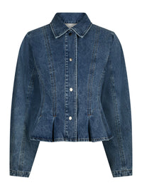Rivora Denim Peplum Jas - Blauw