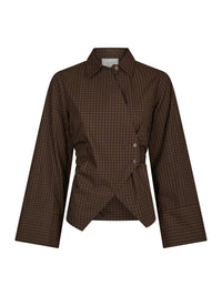 Fenli Geruite Blouse - Bruin