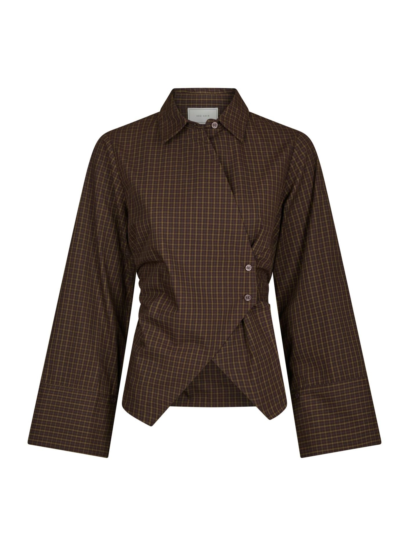 Fenli Geruite Blouse - Bruin