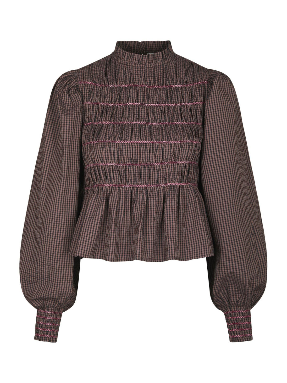 Oliana Geruite Blouse - Bruin