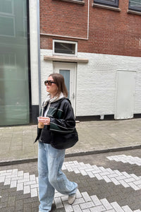 Mahsuri Biker Jas - Zwart/Groen