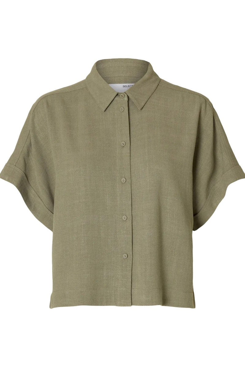 SLFViva Cropped blouse - Khaki