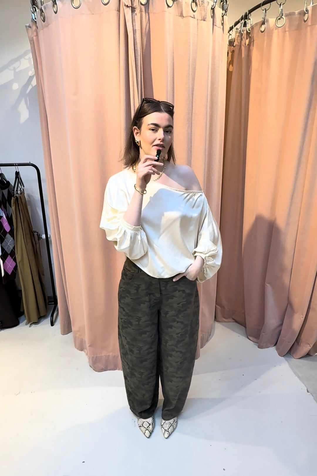 Drape Satijnen Top - Ecru