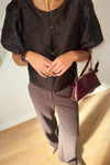 Aisa Brocade Blouse - Donker Bruin