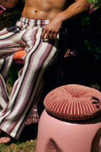 Round Ripple Kussen - Burgundy