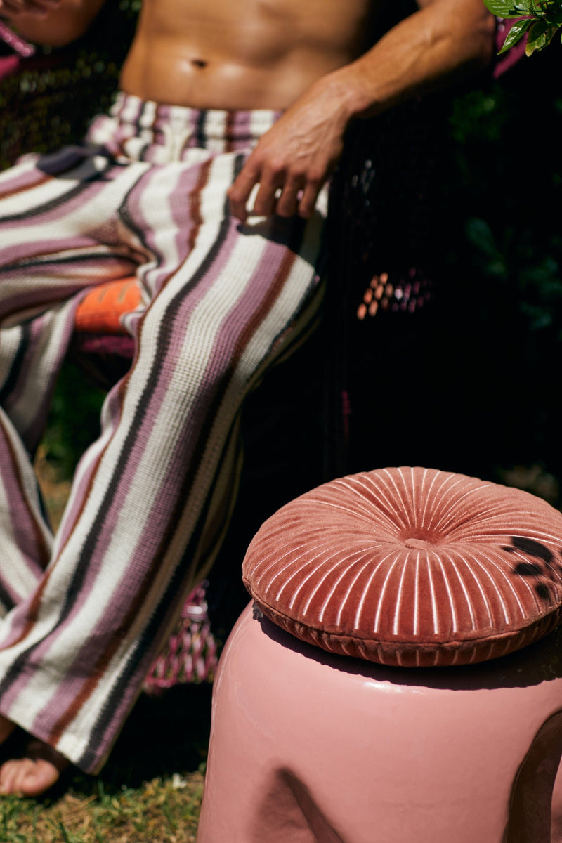 Round Ripple Kussen - Burgundy