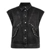 VickyCC Stud Denim Gilet - Donkergrijs
