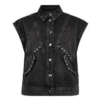 VickyCC Stud Denim Gilet - Donkergrijs