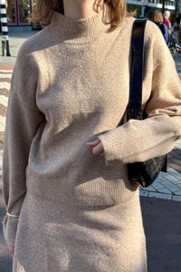 Paulina Gebreide Trui - Sand Melange