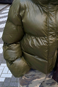 Rhea Shiny Puffer Jas - Groen