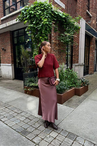 Vicky Heavy Satijnen Rok - Dark Rose