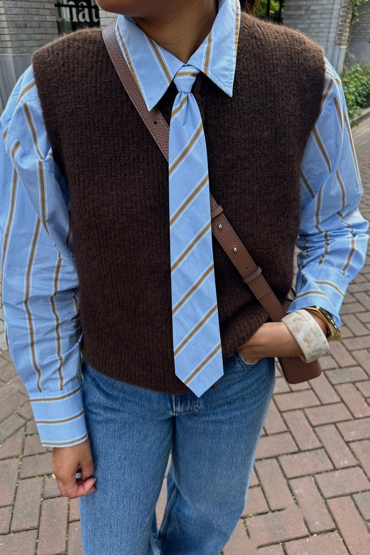 AmoraCC Stripe Tie Blouse - Licht Blauw