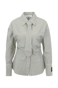 Gemma Tie Gestreepte Blouse - Beige