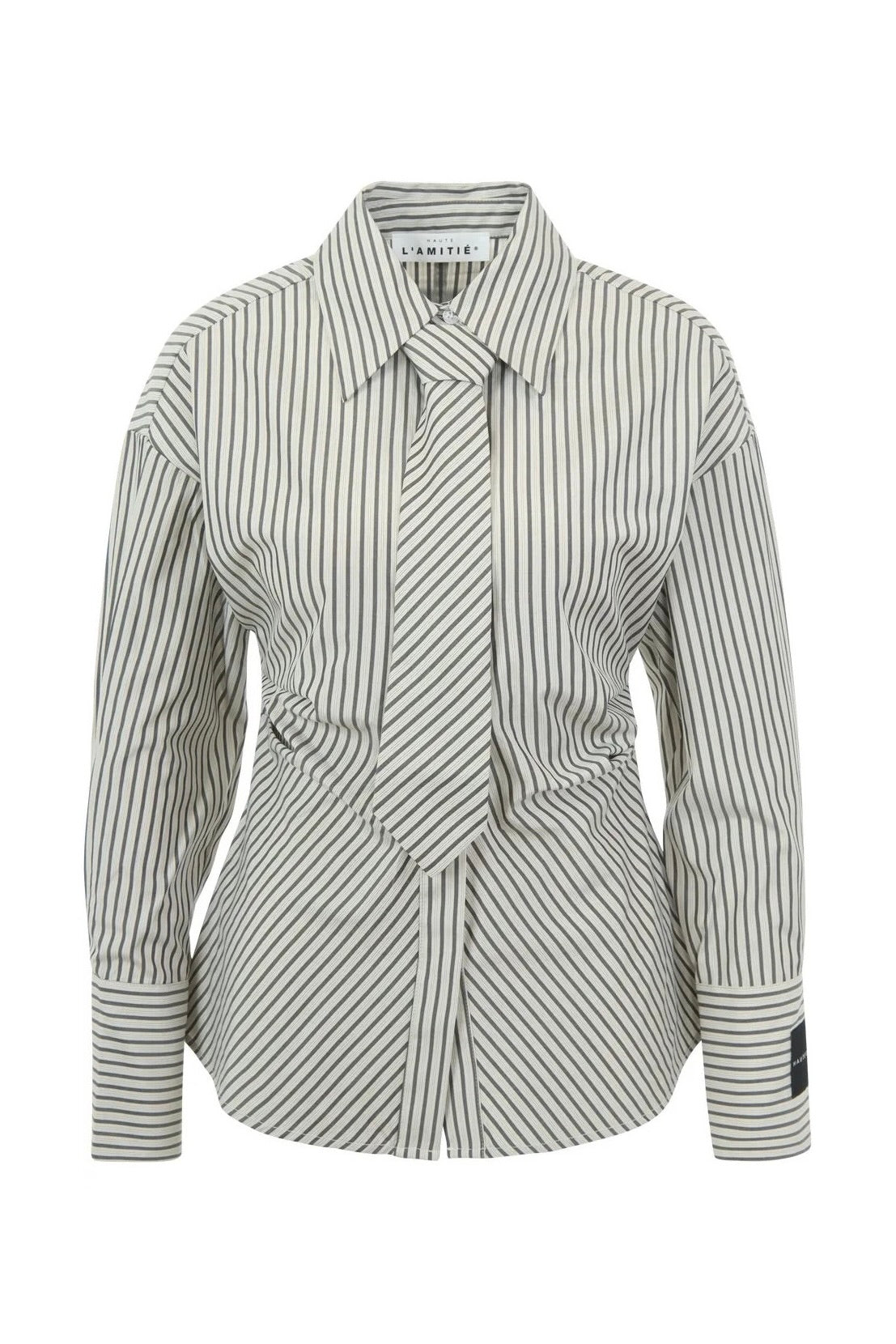 Gemma Tie Gestreepte Blouse - Beige