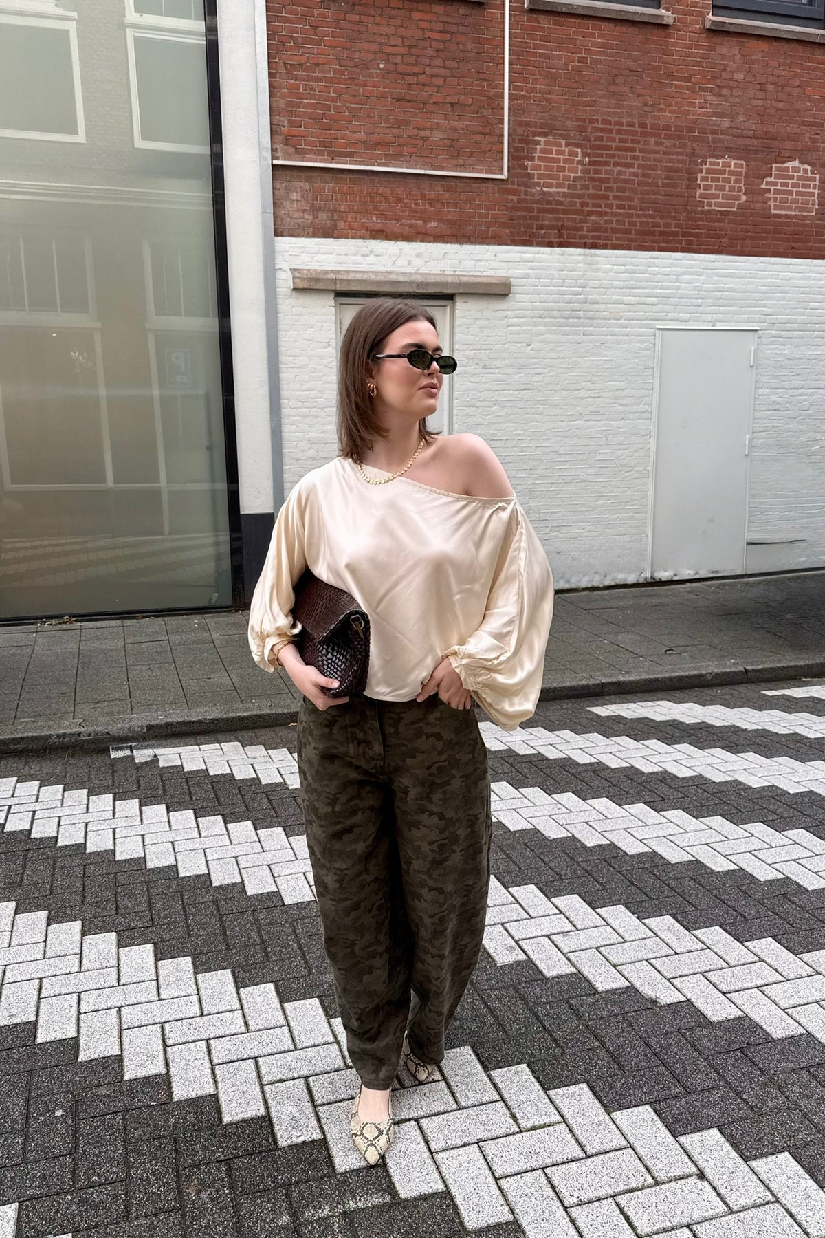 Drape Satijnen Top - Ecru