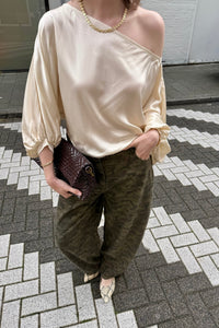 Drape Satijnen Top - Ecru