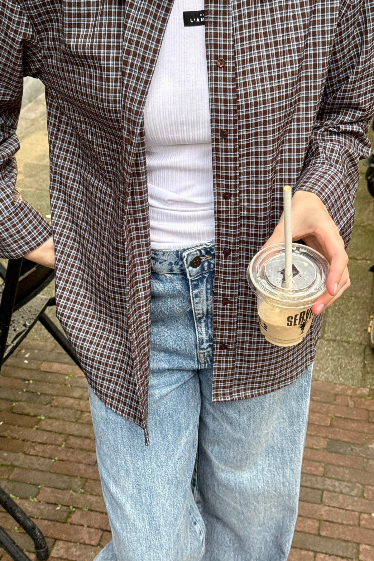 OdemCC Check Blouse - Donker Bruin