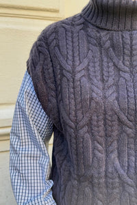 RowCC Oversize Cable Knit Spencer - Donkerblauw