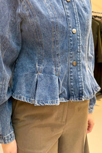 Rivora Denim Peplum Jas - Blauw