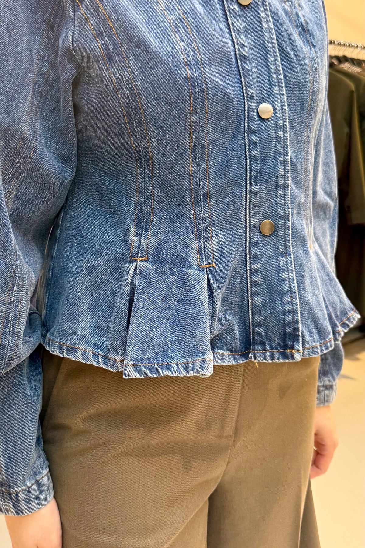 Rivora Denim Peplum Jas - Blauw