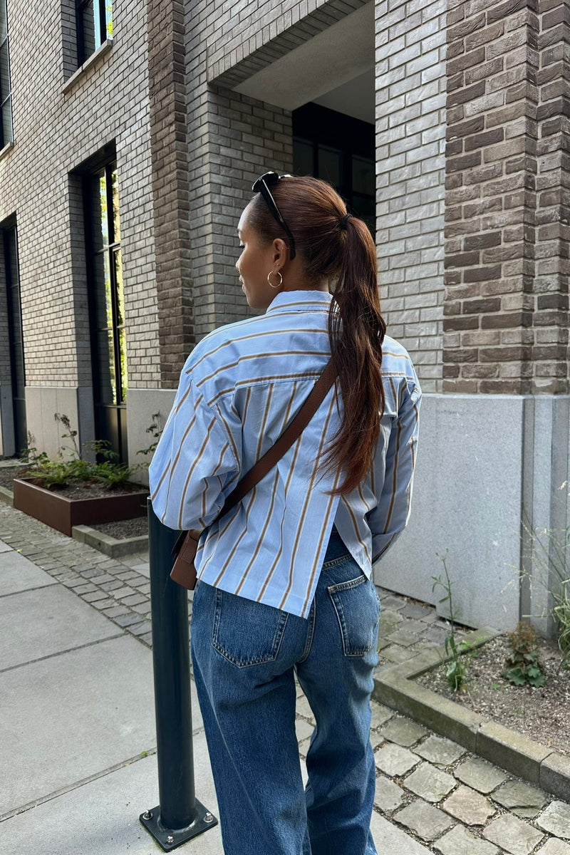 AmoraCC Stripe Tie Blouse - Licht Blauw