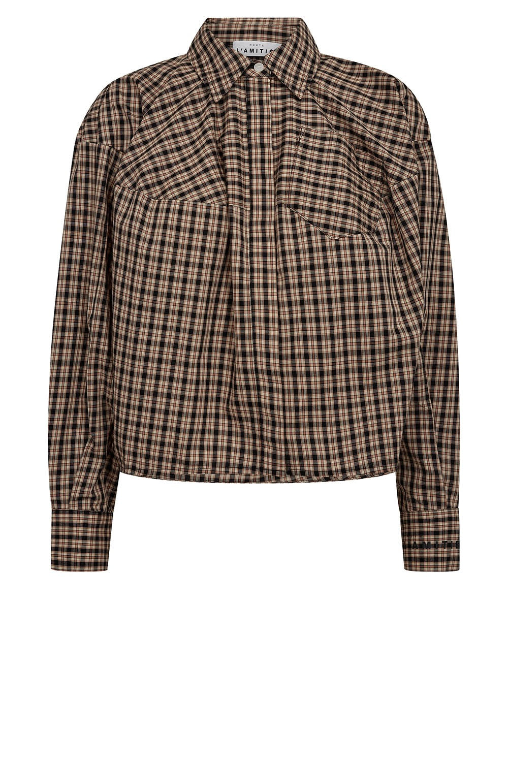 Sophie Geruite Blouse - Beige