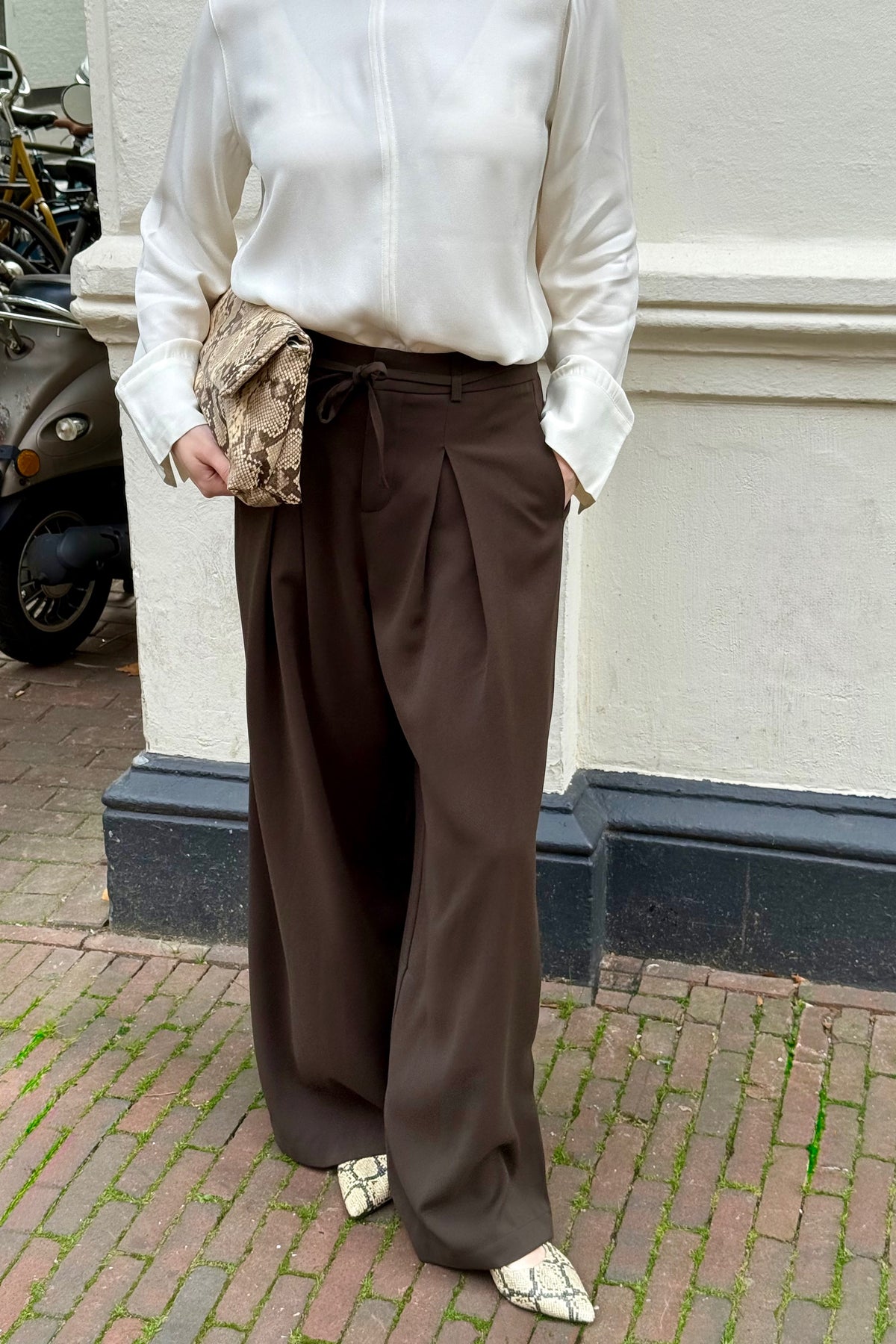 Eddina Woven Pantalon - Donker Bruin