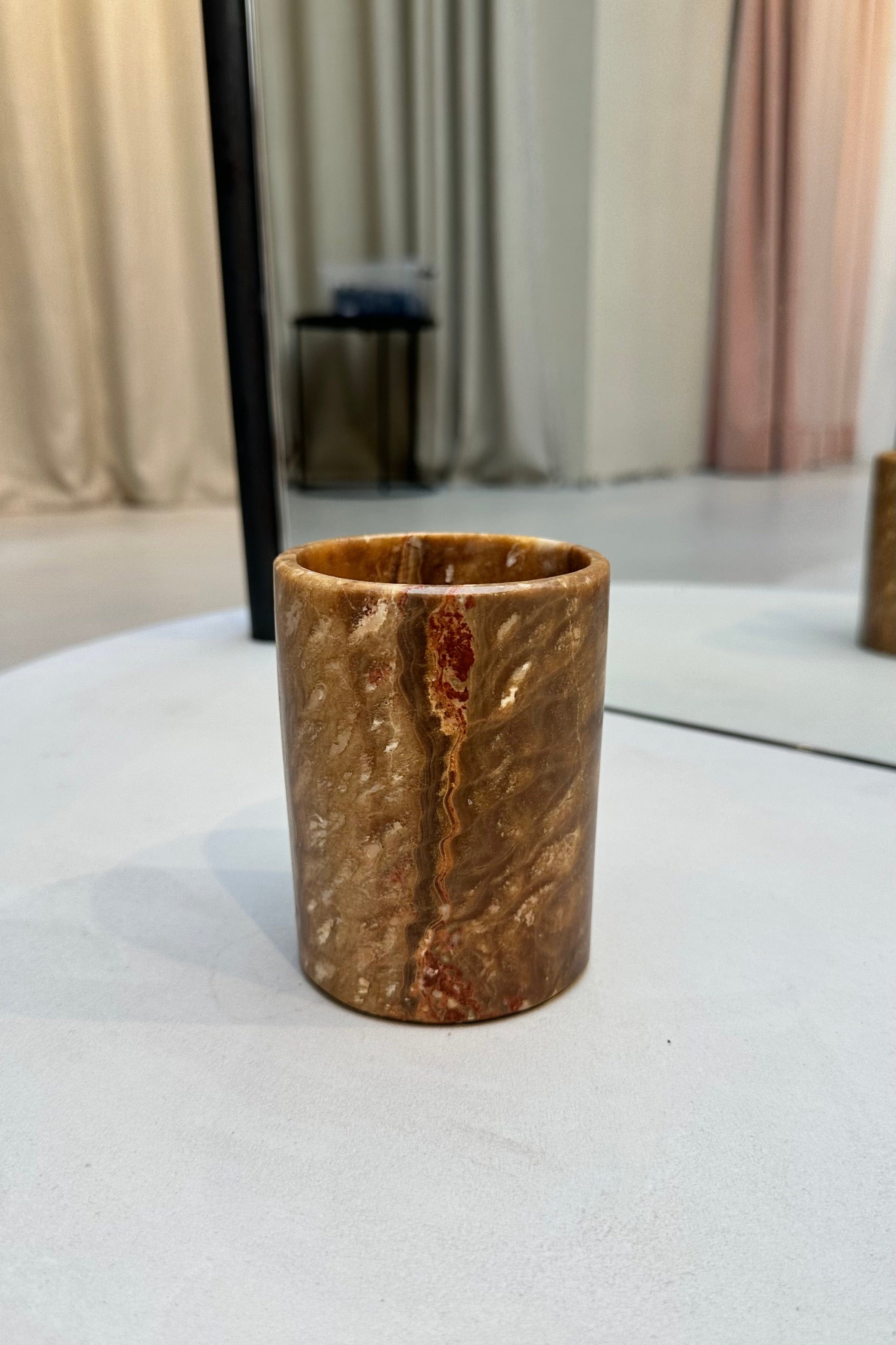 Alabaster Waxinelichthouder Cilinder - Bruin