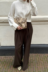 Eddina Woven Pantalon - Donker Bruin