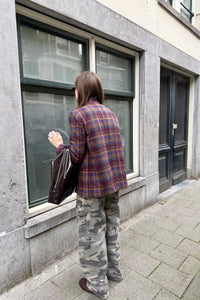 Check Fold Over Blazer - Bruin/Blauw