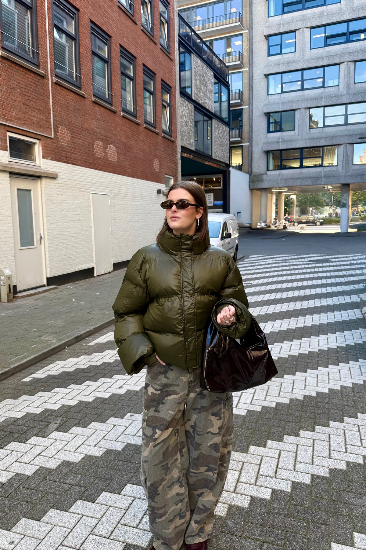 Rhea Shiny Puffer Jas - Groen