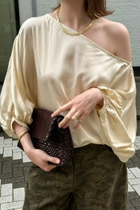 Drape Satijnen Top - Ecru