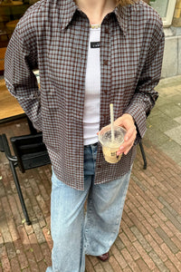 OdemCC Check Blouse - Donker Bruin