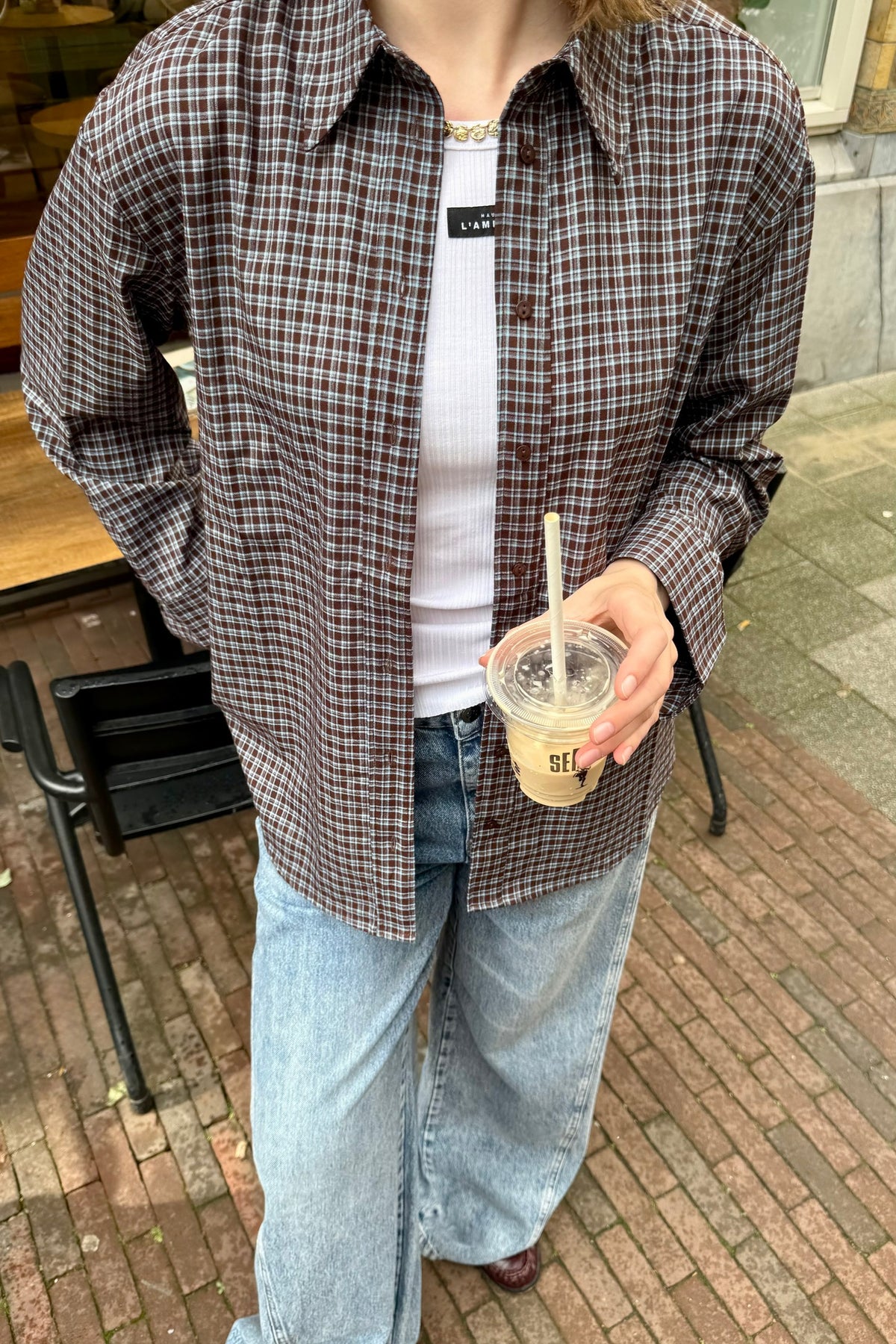 OdemCC Check Blouse - Donker Bruin