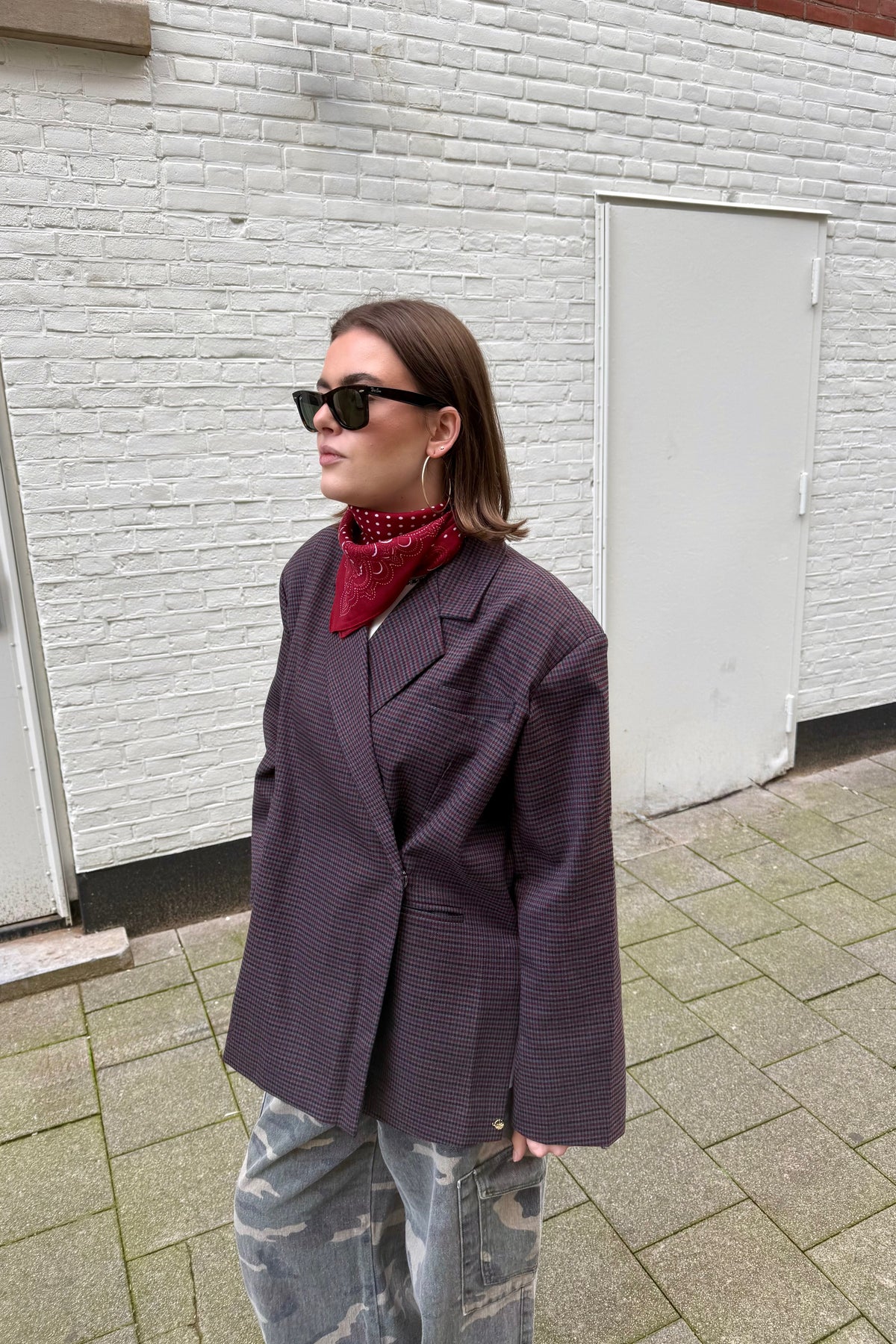 Jasmin Blazer - Bordeaux Geruit