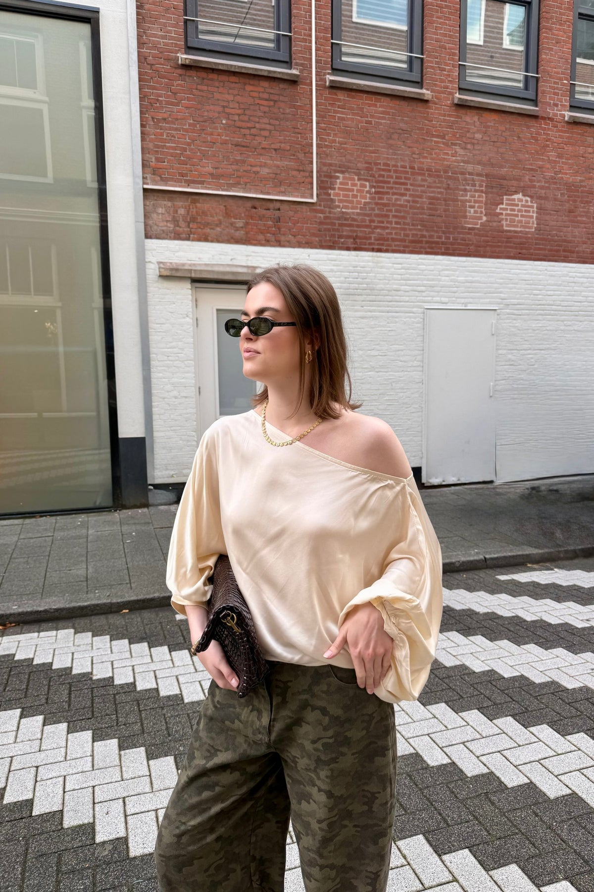 Drape Satijnen Top - Ecru