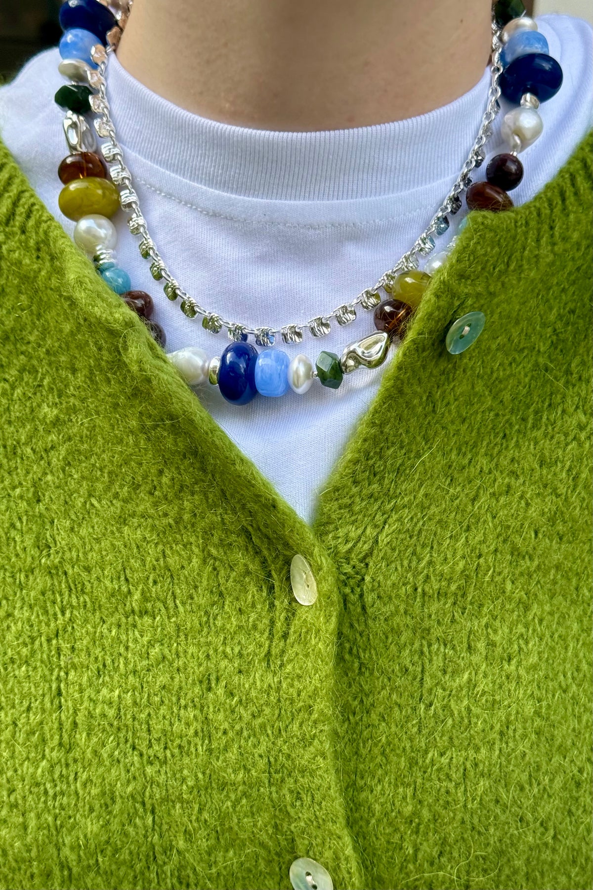 Mixed Stones Ketting - Groen/Blauw