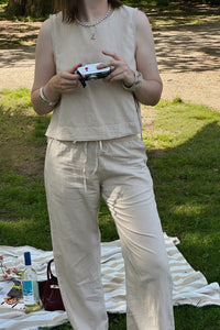 Sonar Linnen Broek - Sand