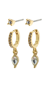 Elza Crystal Earrings 2-in-1 set - Goud