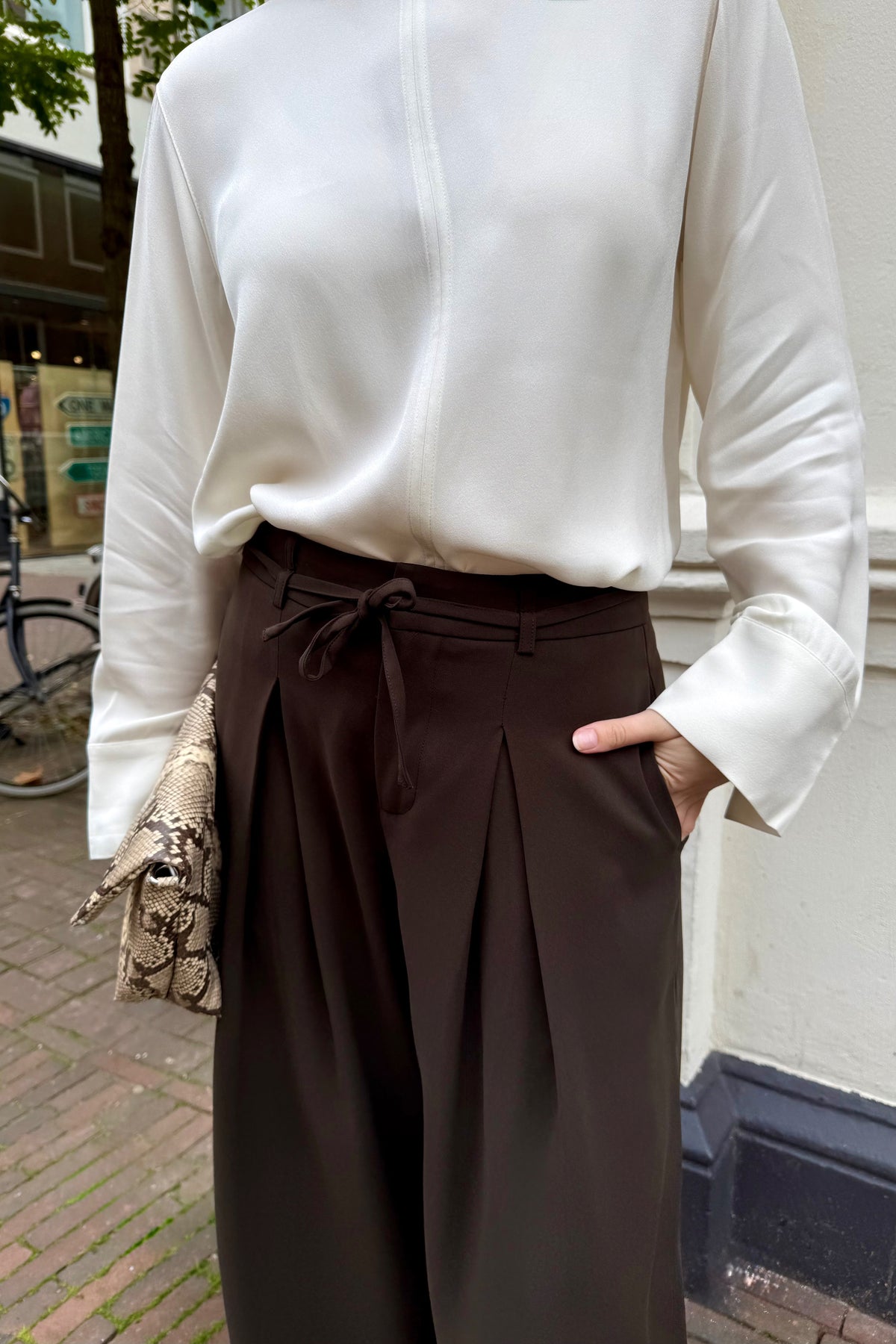 Eddina Woven Pantalon - Donker Bruin