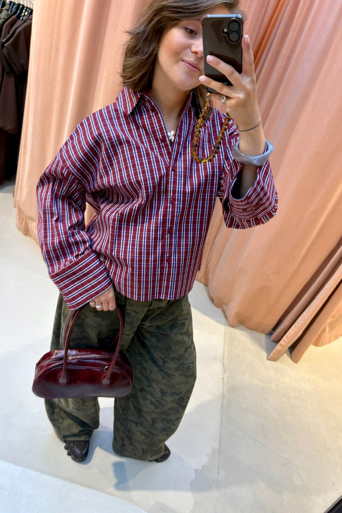 ReneeCC Geruite Blouse - Rood