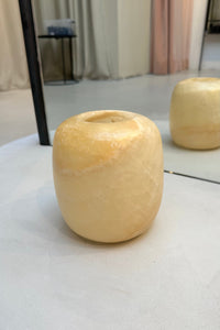 Alabaster Waxinelichthouder Rond - Bruin