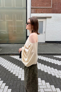 Drape Satijnen Top - Ecru