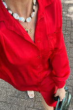 Gina Shirt Dress - Lipstick Red