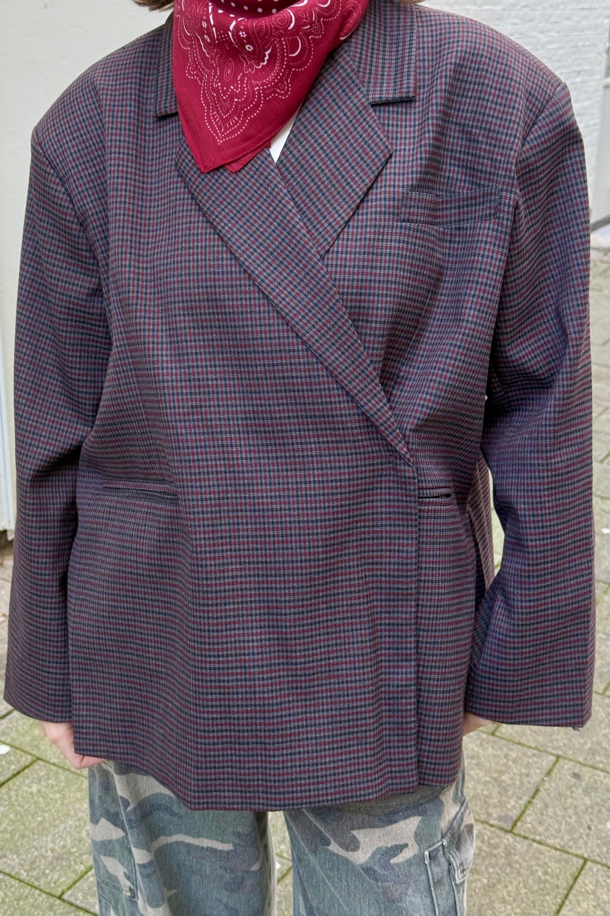 Jasmin Blazer - Bordeaux Geruit